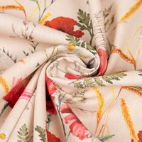 Dekostoff Baumwolle Poppy Mohnblumen Kamille Getreide beige rot 1.40m