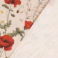 Dekostoff Baumwolle Poppy Mohnblumen Kamille Getreide beige rot 1.40m