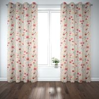 Dekostoff Baumwolle Poppy Mohnblumen Kamille Getreide beige rot 1.40m