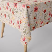 Dekostoff Baumwolle Poppy Mohnblumen Kamille Getreide beige rot 1.40m