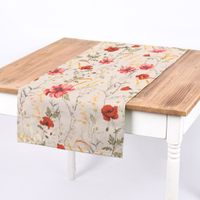 Dekostoff Baumwolle Poppy Mohnblumen Kamille Getreide beige rot 1.40m