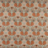 Dekostoff Baumwollstoff Franka Blätter khaki-grün orange 1.40m