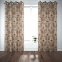 Dekostoff Baumwollstoff Franka Blätter khaki-grün orange 1.40m