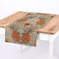 Dekostoff Baumwollstoff Franka Blätter khaki-grün orange 1.40m
