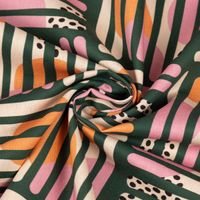 Dekostoff Baumwolle Mikela3 Streifen Kreise grün orange rosa 1.40m