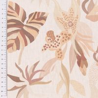 Dekostoff Baumwollstoff Enys1 Soft Blätter ecru beige braun 1.40m