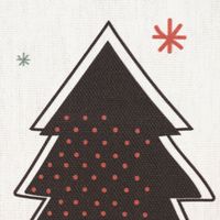 Dekostoff Baumwolle Tannenbaum Weihnachtsbaum ecru schwarz rot 1.40m B