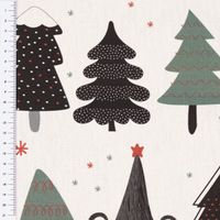 Dekostoff Baumwolle Tannenbaum Weihnachtsbaum ecru schwarz rot 1.40m B