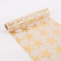 Deko Tischband Sterne metallic natur goldfarbig 28x250cm