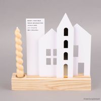 Rico Design Holzständer für Metallringe und Postkarten mit Kerzenhalter Holz natur 26x5x4cm