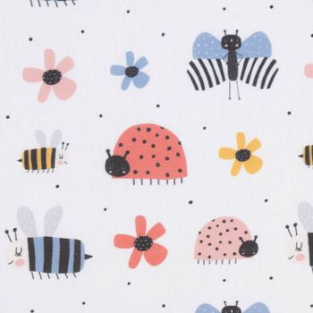 Baumwollstoff Digitaldr. Patchworkstoff Schmetterlinge Bienen Marienk