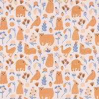 Baumwollstoff Digitaldr. Patchworkstoff Tiere Blumen braun blau 1.40m