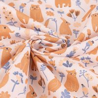 Baumwollstoff Digitaldr. Patchworkstoff Tiere Blumen braun blau 1.40m