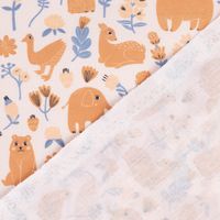 Baumwollstoff Digitaldr. Patchworkstoff Tiere Blumen braun blau 1.40m