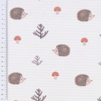 Baumwollstoff Digitaldr. Patchworkstoff Igel Pilze Tannenzweige gestre