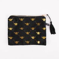 Utensilien Tasche Biene Samt schwarz goldfarbig 19x16.5cm verschiedene Motive