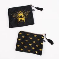 Utensilien Tasche Biene Samt schwarz goldfarbig 19x16.5cm verschiedene Motive