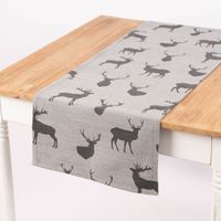 SCHÖNER LEBEN. Tischläufer Jacquard Cosy Hirschen grau dunkelgrau