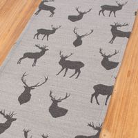 SCHÖNER LEBEN. Tischläufer Jacquard Cosy Hirschen grau dunkelgrau