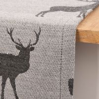 SCHÖNER LEBEN. Tischläufer Jacquard Cosy Hirschen grau dunkelgrau