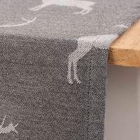 SCHÖNER LEBEN. Tischläufer Jacquard Cosy Hirschen dunkelgrau grau