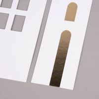 Rico Design Kartendeko Papierhäuser weiß goldfarbig 4-teilig