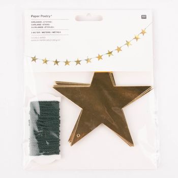 Rico Design Girlande Sterne Papier goldfarbig 3 Meter