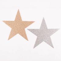 Rico Design Untersetzer Sterne Filz Glitzer goldfarbig 19x18cm 6 Stück