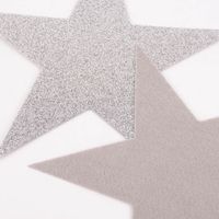 Rico Design Untersetzer Sterne Filz Glitzer silberfarbig 19x18cm 6 Stück