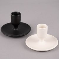 Rico Design Kerzenhalter für Stabkerzen kurzer Stiel Porzellan matt schwarz 5.5x9cm