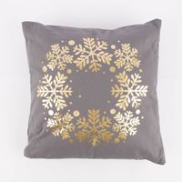 Deko Kissen mit Foliendruck Schneeflocken Kranz grau gold 40x40cm