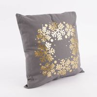 Deko Kissen mit Foliendruck Schneeflocken Kranz grau gold 40x40cm