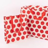 XXL Shopper Punkte aus recyceltem Material weiß rot 55x48x28cm