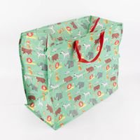 XXL Shopper Tierpark aus recyceltem Material grün bunt 55x48x28cm