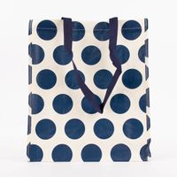 Tasche Punkte aus recycelten Material weiß blau 34x14x40cm