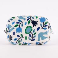 Kosmetiktasche Tauben und Blumen weiß blau grün 16x6x10cm