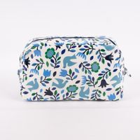 Kulturtasche Tauben und Blumen weiß blau grün ca. 26x11x14cm
