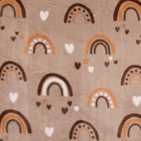 Wellness Fleece Doubleside Regenbogen Herzen Punkte taupe orange braun