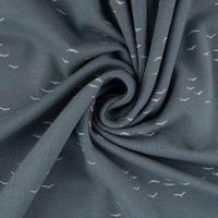 Baumwolljersey Jersey Vögel grafisch rauchblau weiß 1.50m Breite