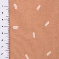Baumwolljersey Jersey Konfetti Punkte Striche hellbraun wollweiß 1.50m