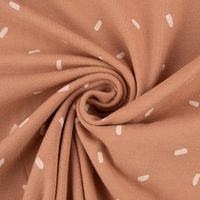 Baumwolljersey Jersey Konfetti Punkte Striche hellbraun wollweiß 1.50m