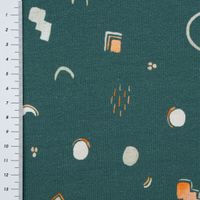 Baumwolljersey Digitaldr. GRAPHIC Formen petrol altgrün orange 1.40m