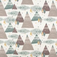 Baumwolljersey FORREST NIGHT grafische Bäume Sterne Mond wollweiß alt