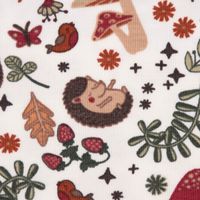 Baumwolljersey AUTUMN HEDGEHOG Igel Pilze Blätter wollweiß braun rot
