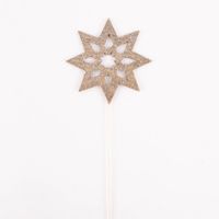 Rico Design Deko Stecker Stern Glitzer Holz goldfarbig 28x6cm (HxB)