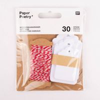 Rico Design Papieranhänger Etikett weiß rot verschiedene Größen 30 Stück