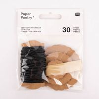 Rico Design Papieranhänger Rosette natur schwarz verschiedene Größen 30 Stück