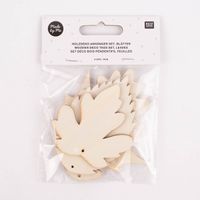Rico Design Holzdeko Set Anhänger Blätter natur 4teilig 6.5-9cm