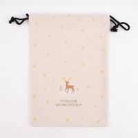 Grafik Werkstatt Geschenkbeutel aus Stoff Weihnachten Fröhliche Weihnachtszeit Hirsch beige 20x28cm