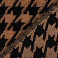 Fellimitat Kunstfell Teddyplüsch Hahnentritt camel schwarz 1.45m